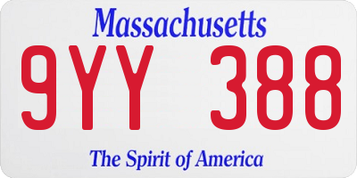 MA license plate 9YY388