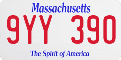 MA license plate 9YY390