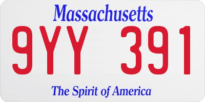 MA license plate 9YY391