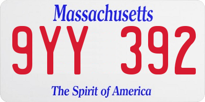 MA license plate 9YY392