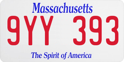 MA license plate 9YY393
