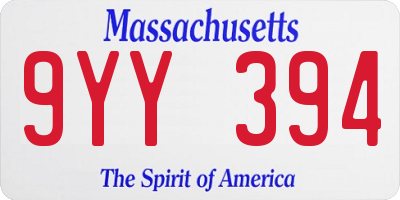 MA license plate 9YY394