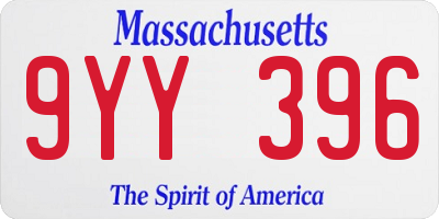 MA license plate 9YY396