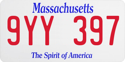 MA license plate 9YY397