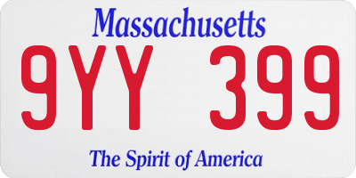 MA license plate 9YY399