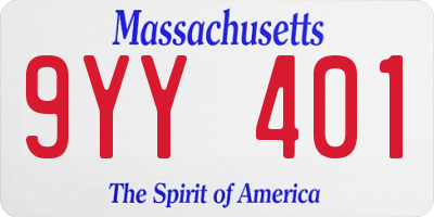 MA license plate 9YY401