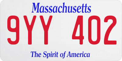 MA license plate 9YY402