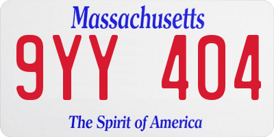MA license plate 9YY404