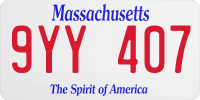 MA license plate 9YY407