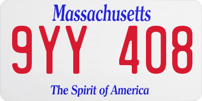 MA license plate 9YY408