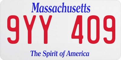MA license plate 9YY409