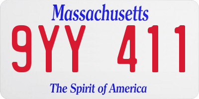 MA license plate 9YY411