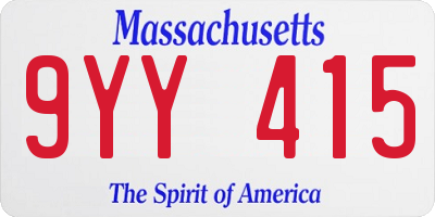 MA license plate 9YY415