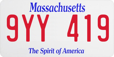 MA license plate 9YY419