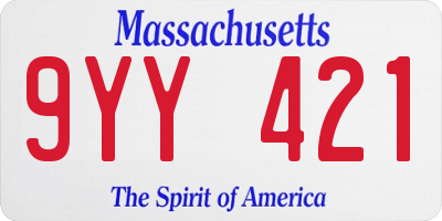 MA license plate 9YY421