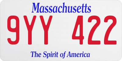 MA license plate 9YY422