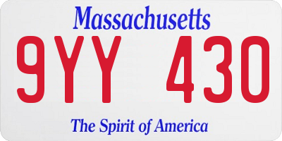 MA license plate 9YY430