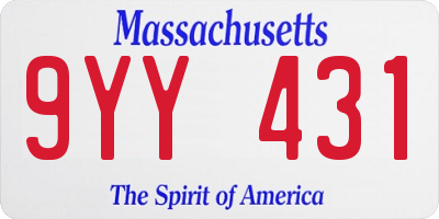 MA license plate 9YY431