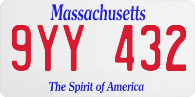 MA license plate 9YY432