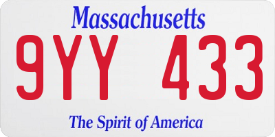 MA license plate 9YY433