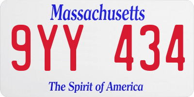 MA license plate 9YY434