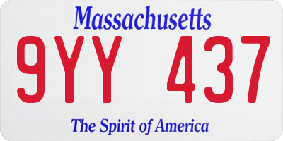 MA license plate 9YY437