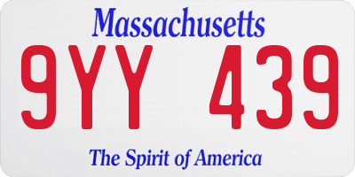 MA license plate 9YY439