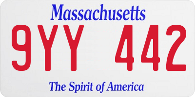 MA license plate 9YY442