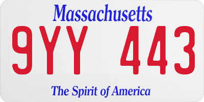 MA license plate 9YY443