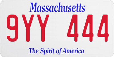 MA license plate 9YY444