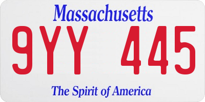 MA license plate 9YY445