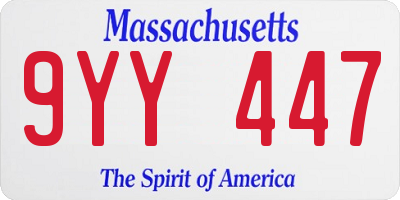 MA license plate 9YY447