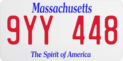 MA license plate 9YY448