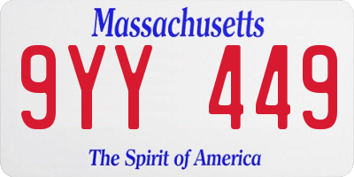 MA license plate 9YY449