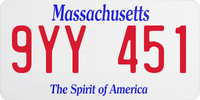 MA license plate 9YY451