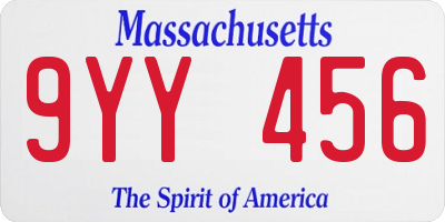 MA license plate 9YY456