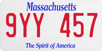 MA license plate 9YY457