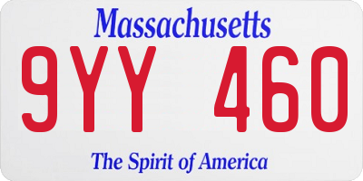 MA license plate 9YY460