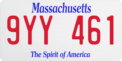MA license plate 9YY461