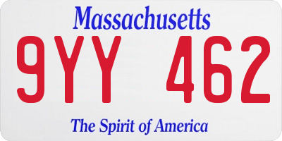 MA license plate 9YY462