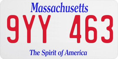MA license plate 9YY463