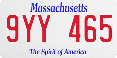 MA license plate 9YY465