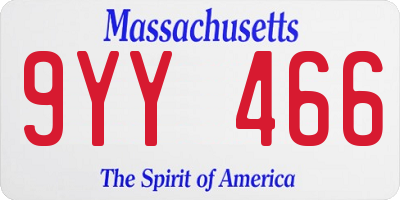 MA license plate 9YY466