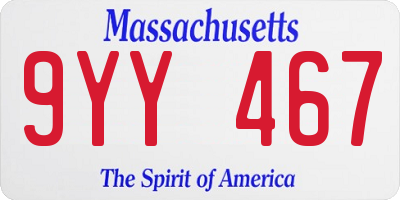 MA license plate 9YY467