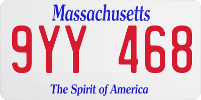 MA license plate 9YY468
