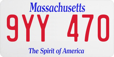 MA license plate 9YY470
