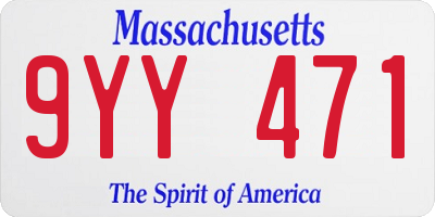 MA license plate 9YY471