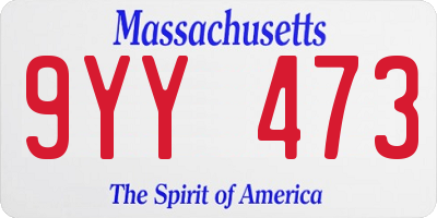 MA license plate 9YY473