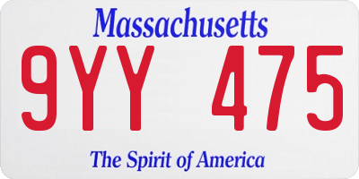 MA license plate 9YY475