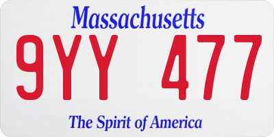 MA license plate 9YY477